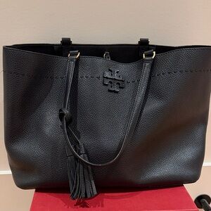 Tory Burch Black Pebbled Leather Tote